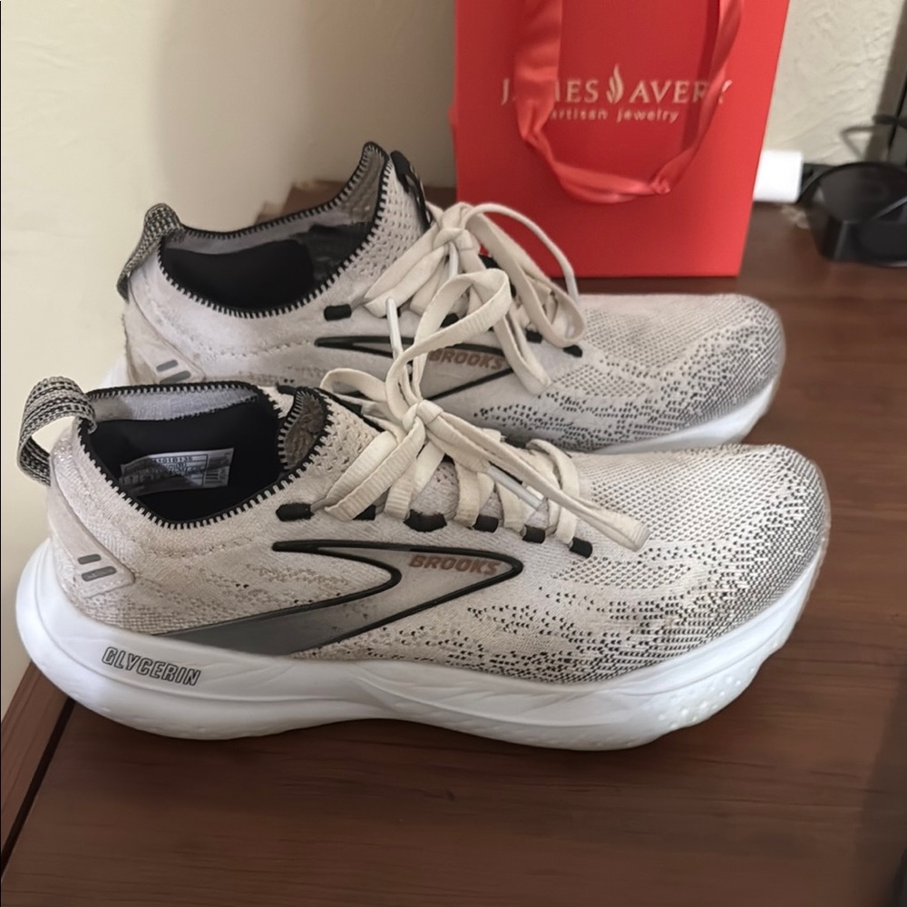 Brooks White and Black Athletic Shoes